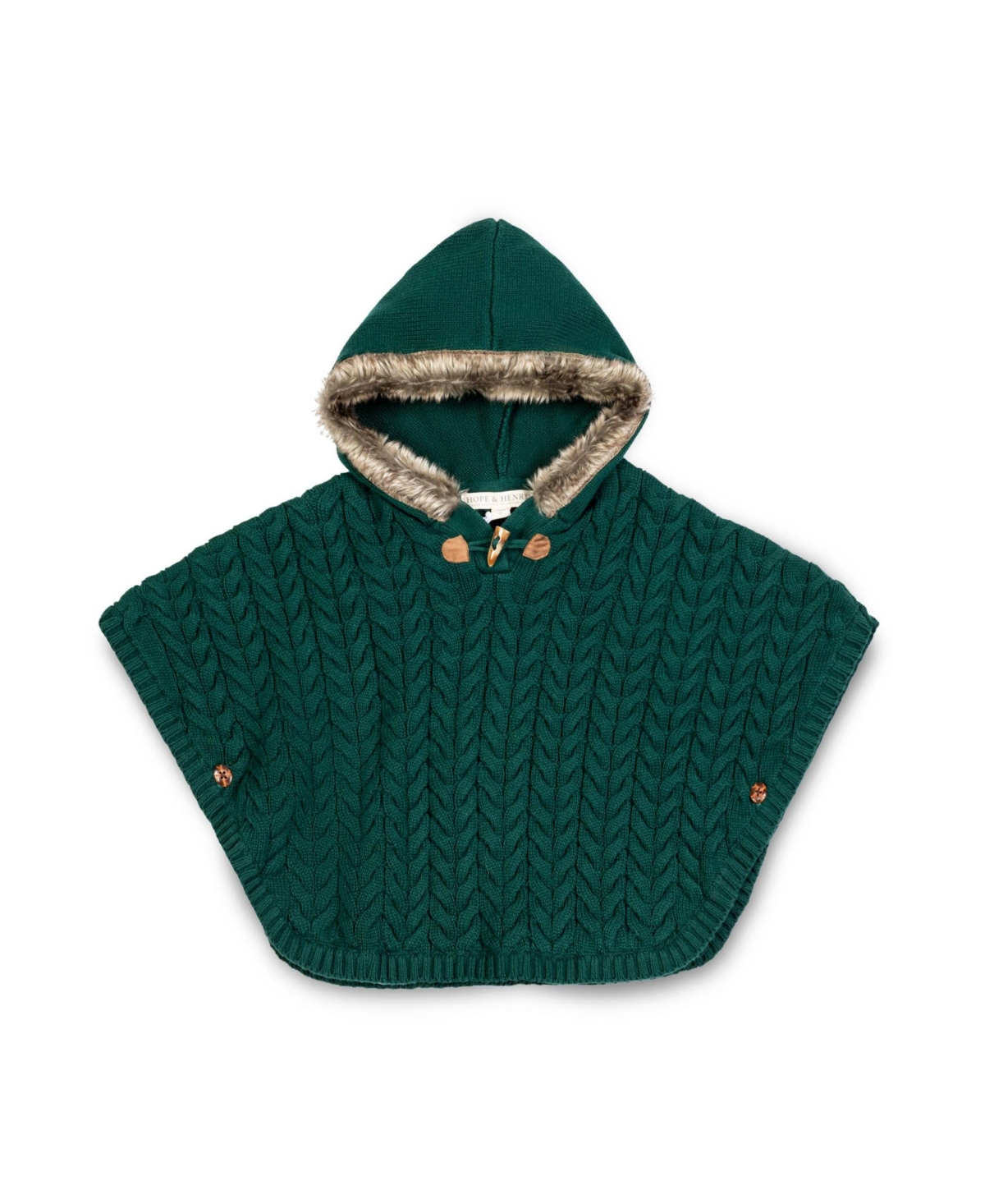 Hope & Henry Girls Cable Sweater Cape with Hood