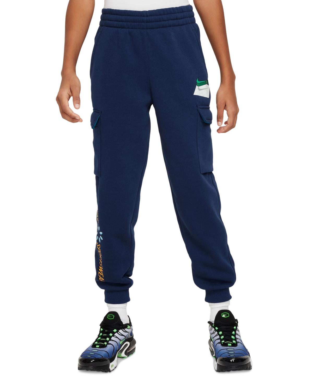 Nike Big Kids Sportswear Club Fleece Cargo Pants In Midnight Navy