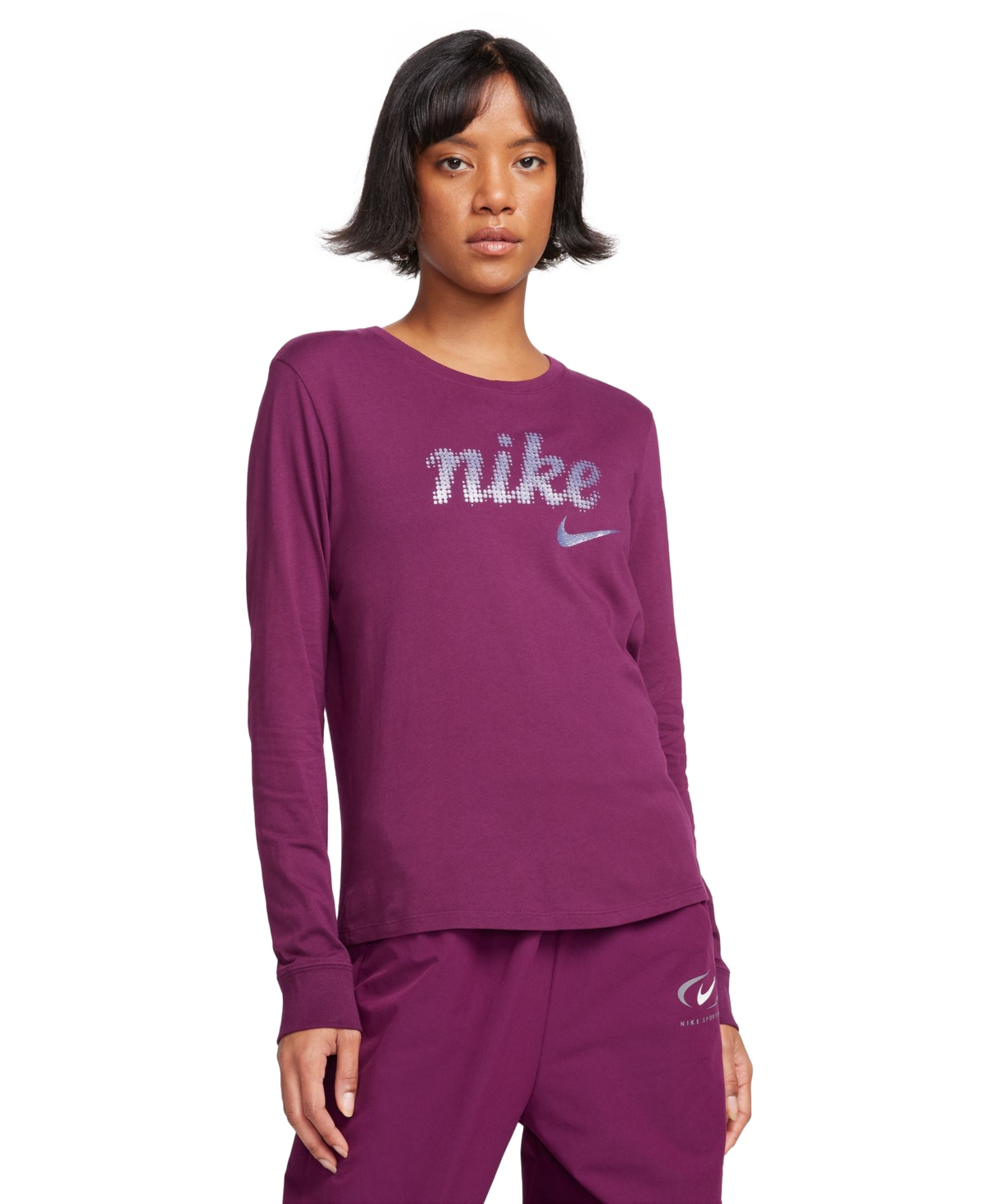 Nike Women's Sportswear Essentials Long-sleeve Top In Bordeaux