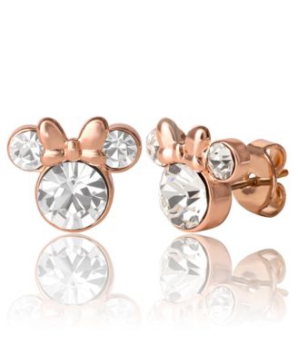 Disney Womens Minnie Mouse Birthstone Stud Earrings - April - rose pink