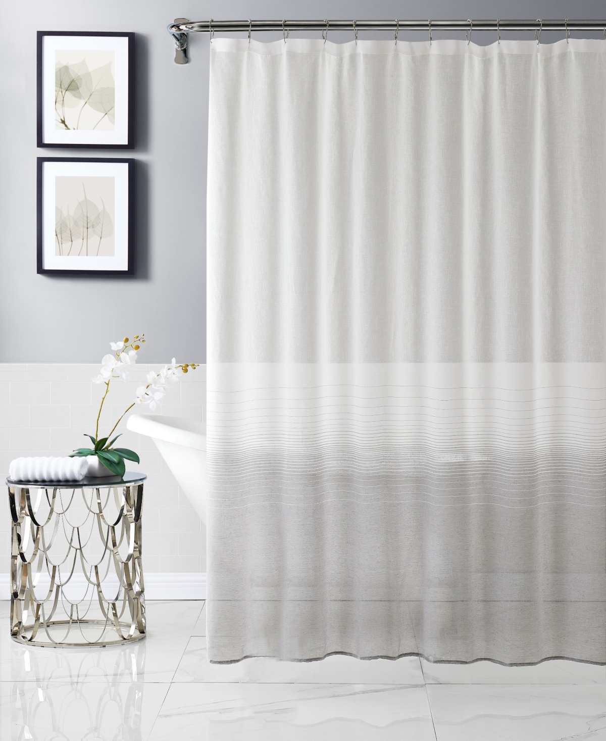 Dainty Home Linea Ombre Striped Shower Curtain, 72" X 70" In Gray
