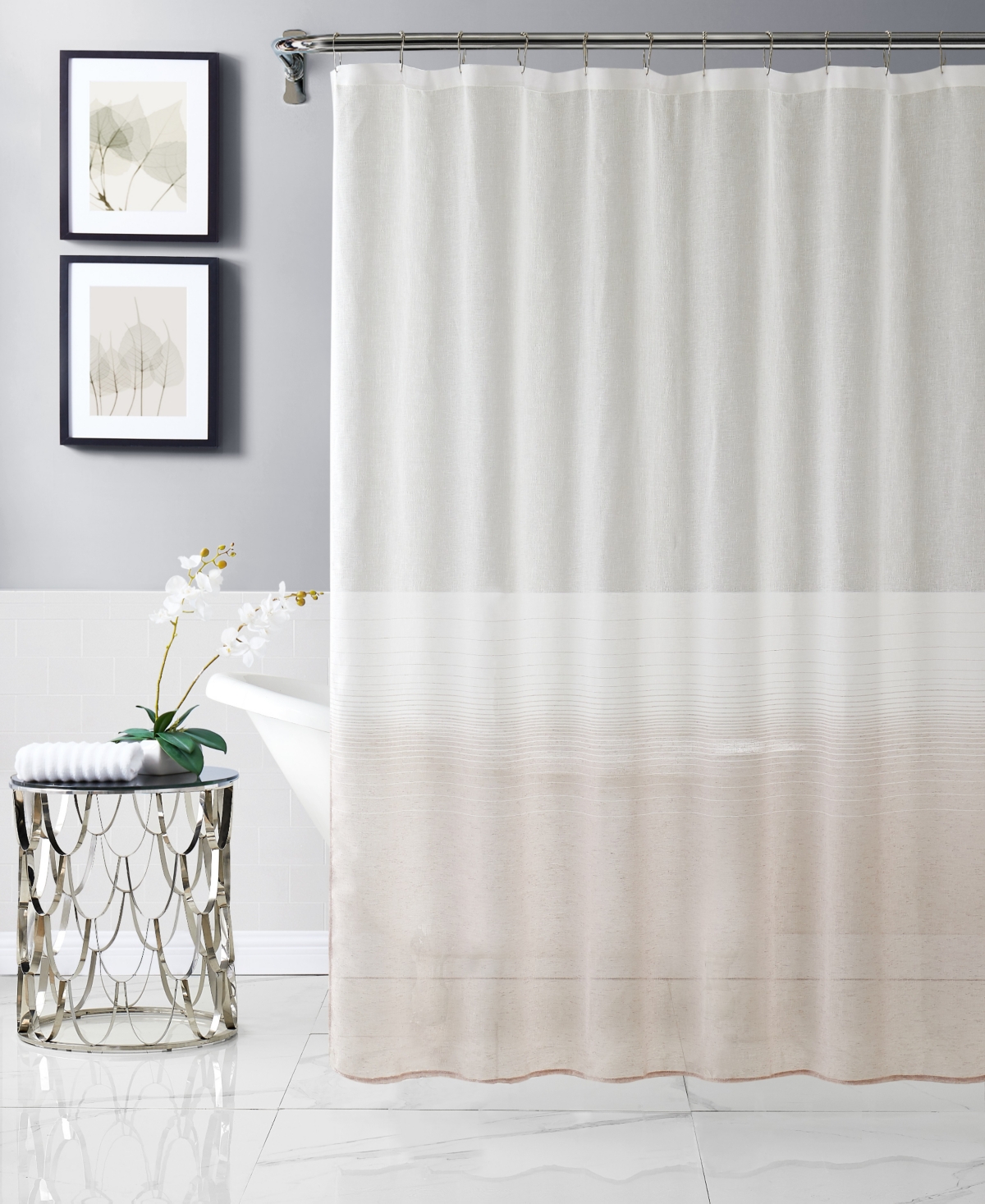 Dainty Home Linea Ombre Striped Shower Curtain, 72" X 70" In Mauve