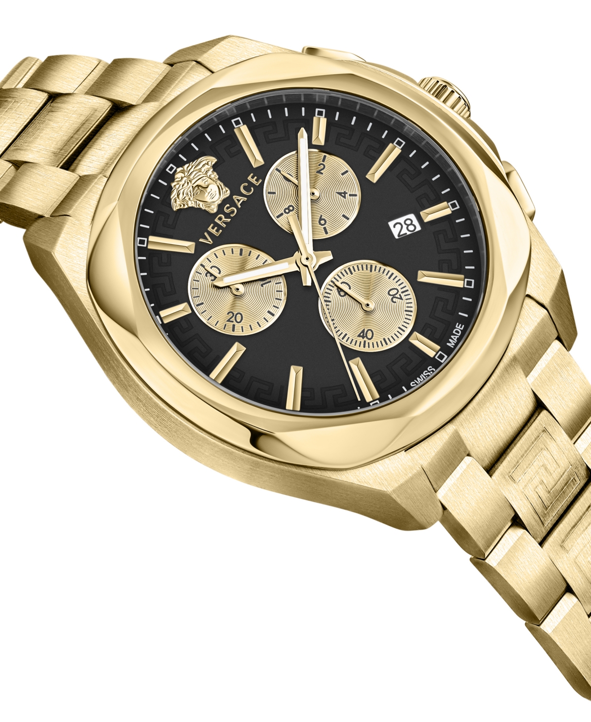 Shop Versace Women's Swiss Chronograph Medusa Gold Ion Plated Stainless Steel Bracelet Watch 40mm In Ip Yellow Gold