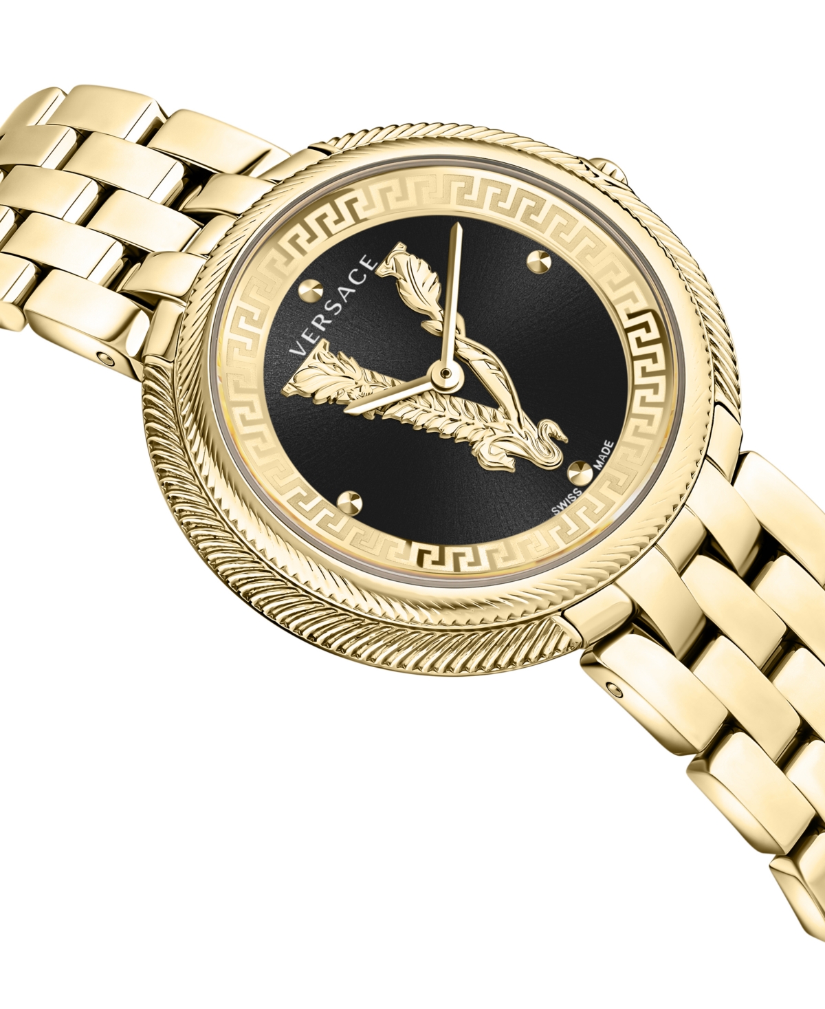 Shop Versace Women's Swiss Thea Gold Ion Plated Stainless Steel Bracelet Watch 38mm In Ip Yellow Gold