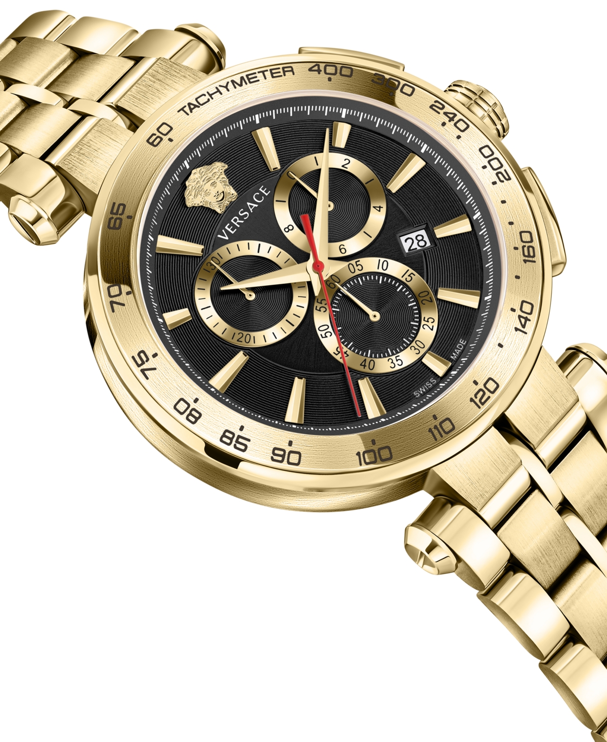 Shop Versace Men's Swiss Chronograph Aion Gold Ion Plated Stainless Steel Bracelet Watch 45mm In Ip Yellow Gold