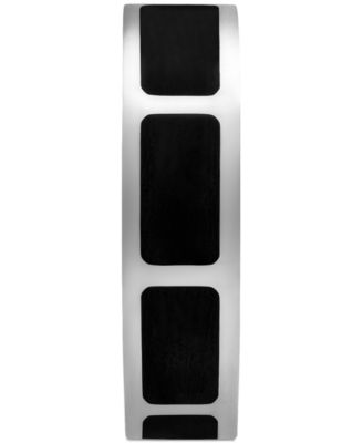 Men's Polished Black Ceramic Segmented Band in Sterling Silver