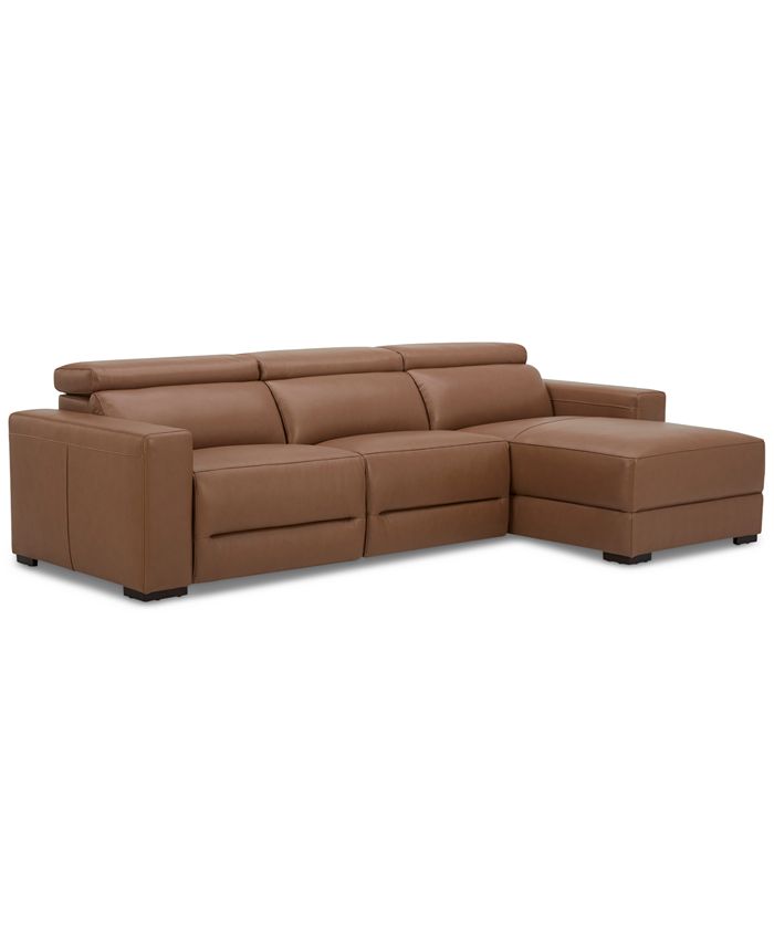 Furniture Nevio 115" 3Pc. Leather Sectional with 2 Power Recliners