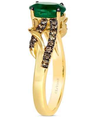 Chocolatier&reg; Costa Smeralda Emeralds (7/8 ct. t.w.) & Chocolate Diamond (1/4 ct. t.w.) Openwork Ring in 14k Gold