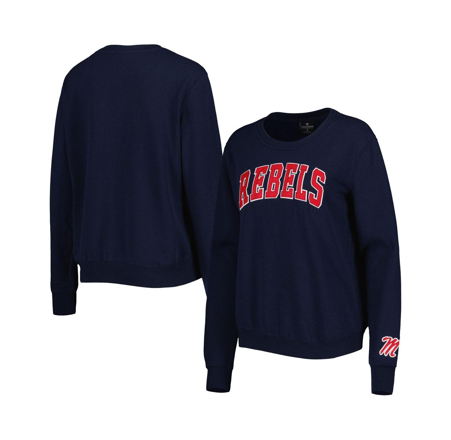 Women's Navy Ole Miss Rebels Campanile Pullover Sweatshirt
