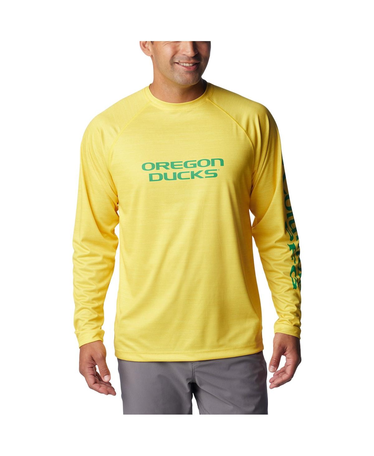 Men's Columbia Yellow Oregon Ducks Pfg Terminal Tackle Omni-Shade Raglan Long Sleeve T-shirt - Yellow