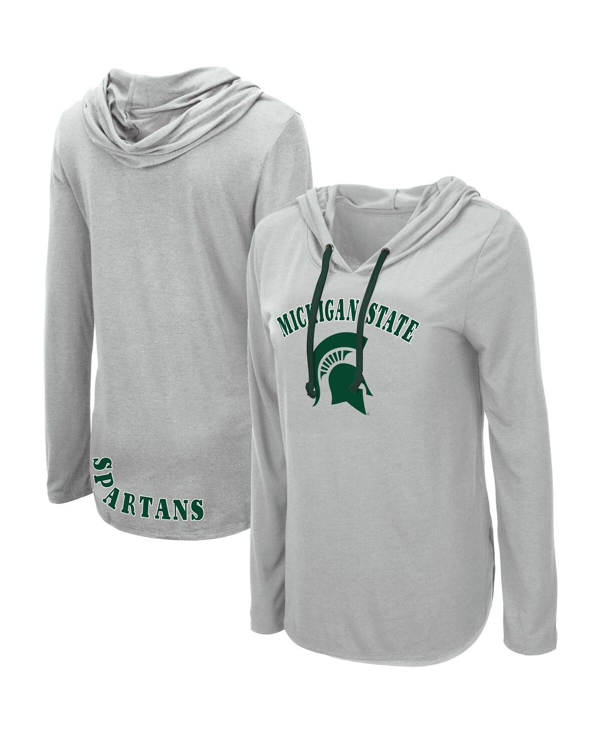 Shop Colosseum Women's  Heather Gray Michigan State Spartans My Lover Lightweight Hooded Long Sleeve T-shi