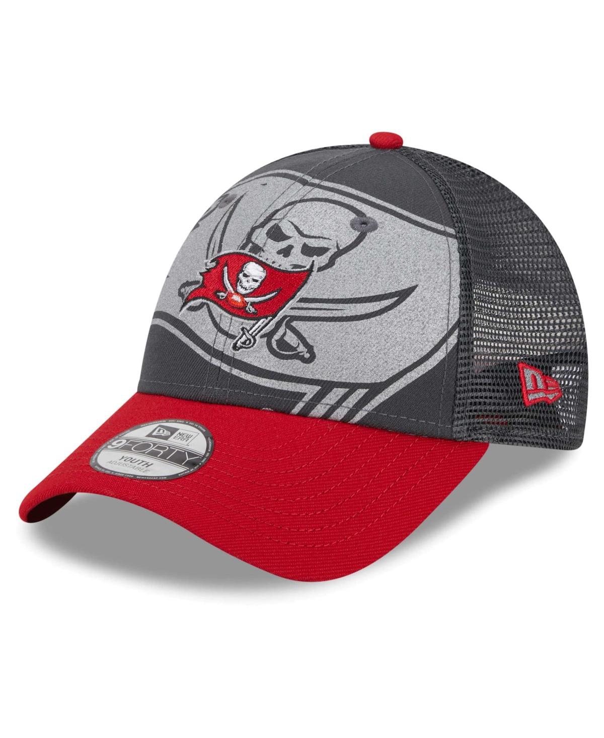 New Era Babies' Preschool Boys And Girls  Graphite, Red Tampa Bay Buccaneers Reflect 9forty Adjustable Hat In Graphite,red