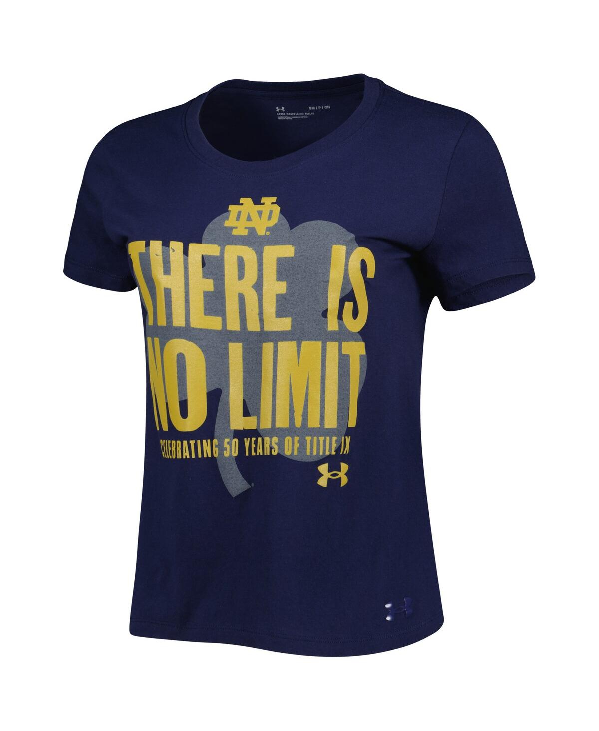 Shop Under Armour Women's  Navy Distressed Notre Dame Fighting Irish Title Ix No Limit T-shirt