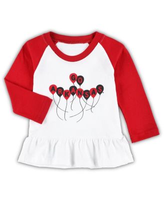 Girls Infant Cardinal, White Arkansas Razorbacks Balloon Raglan 3/4-Sleeve T-shirt and Leggings Set