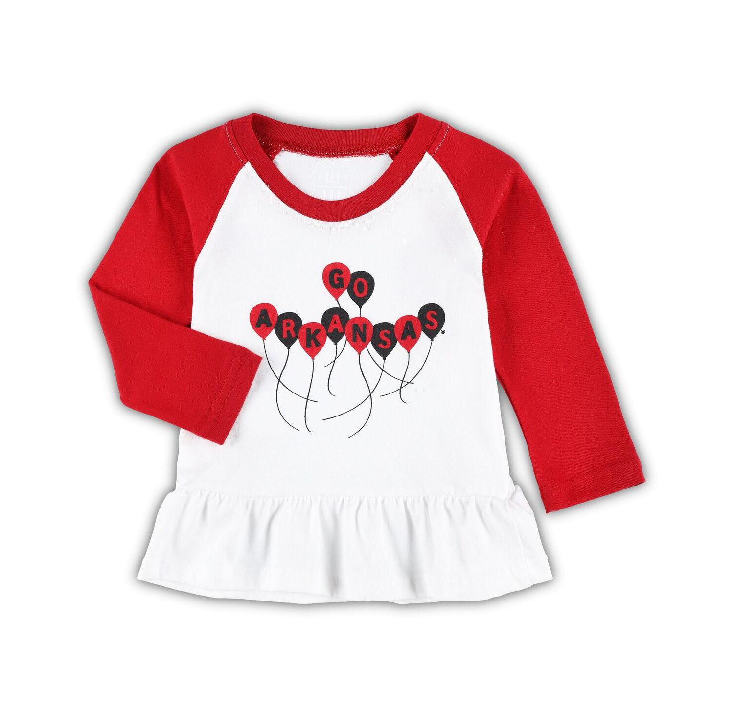 Girls Infant Cardinal, White Arkansas Razorbacks Balloon Raglan 3/4-Sleeve T-shirt and Leggings Set