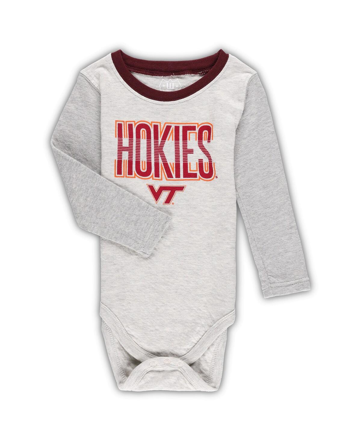 Wes & Willy Infant Boys And Girls  Heather Gray Virginia Tech Hokies Jie Jie Long Sleeve Bodysuit And In Heather Gray