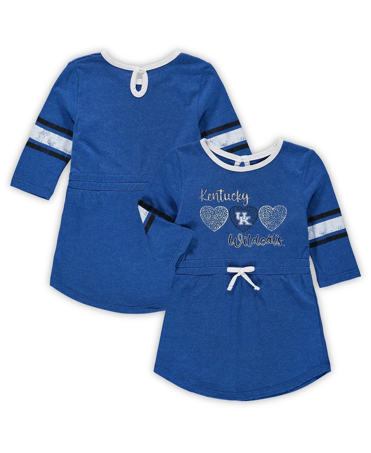 Colosseum Babies' Girls Toddler  Heathered Royal Distressed Kentucky Wildcats Poppin Sleeve Stripe Dress