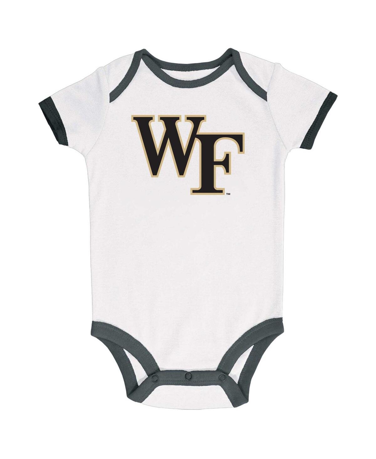 Champion Infant Boys And Girls  Black, Gray, White Distressed Wake Forest Demon Deacons 3-pack Bodysu In Black,gray,white