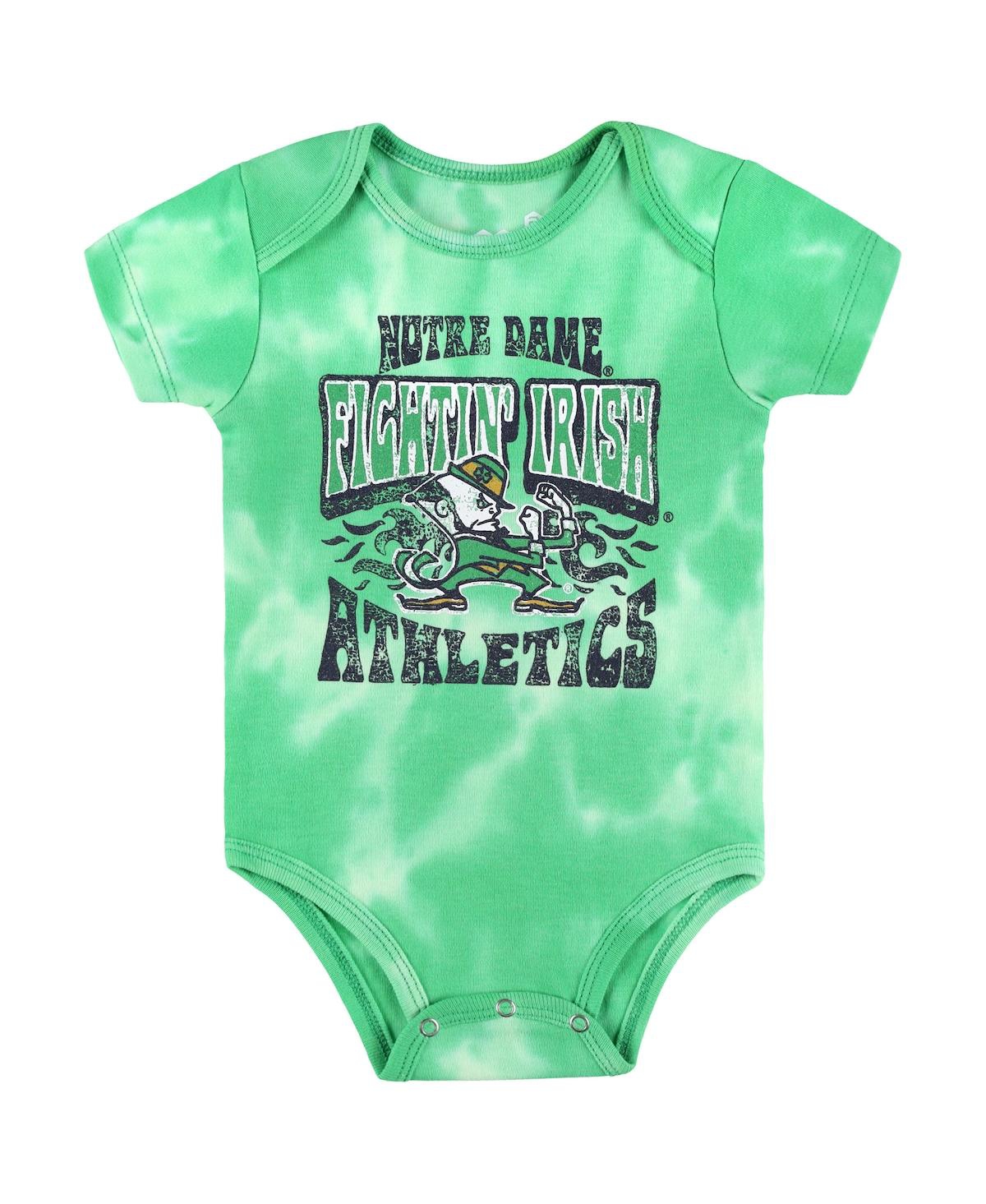 Outerstuff Babies' Newborn And Infant Boys And Girls Green Notre Dame Fighting Irish Lil Rocker Tie-dye Bodysuit