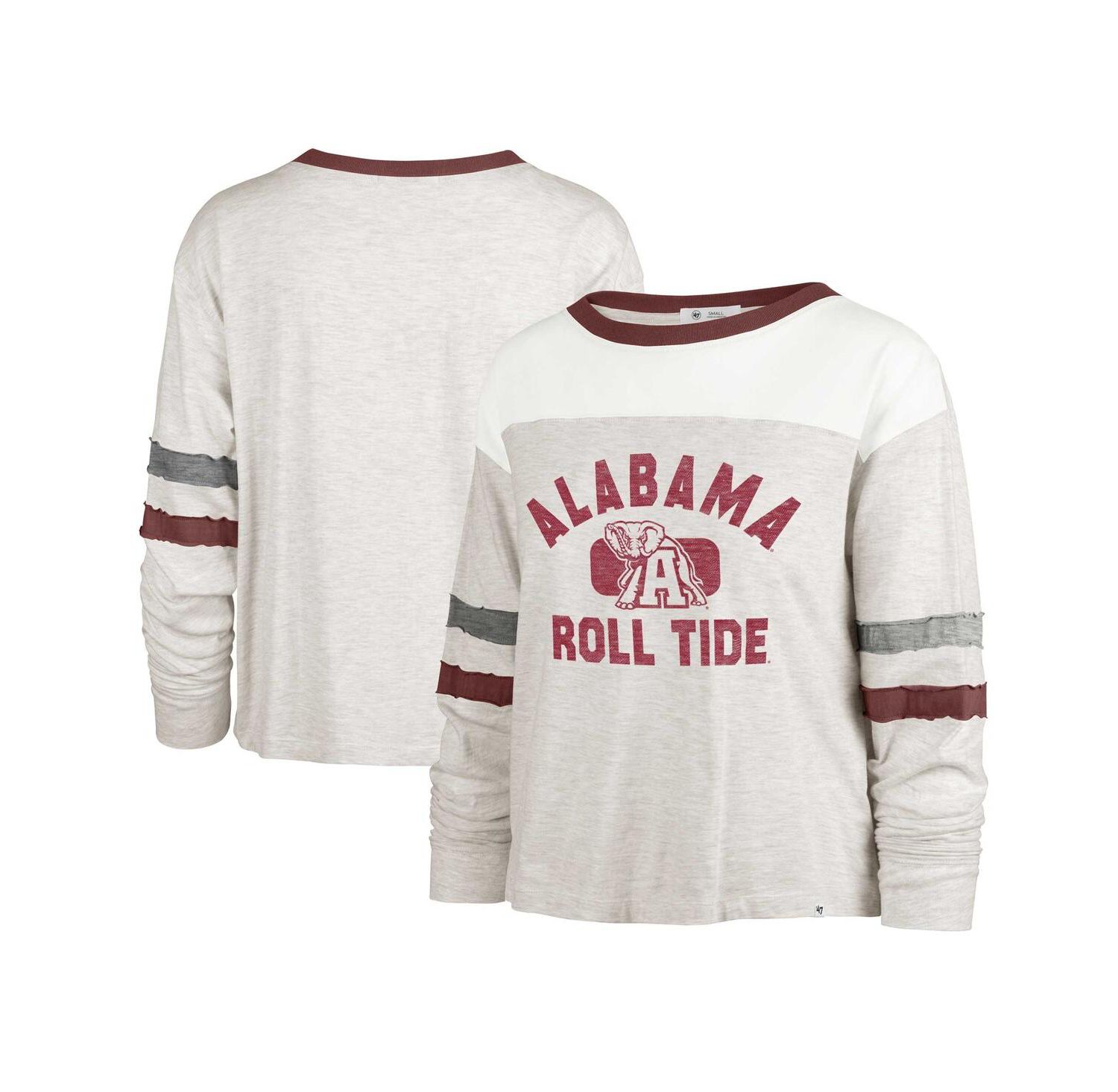 Women's Oatmeal Distressed Alabama Crimson Tide All Class Lena Long Sleeve T-shirt