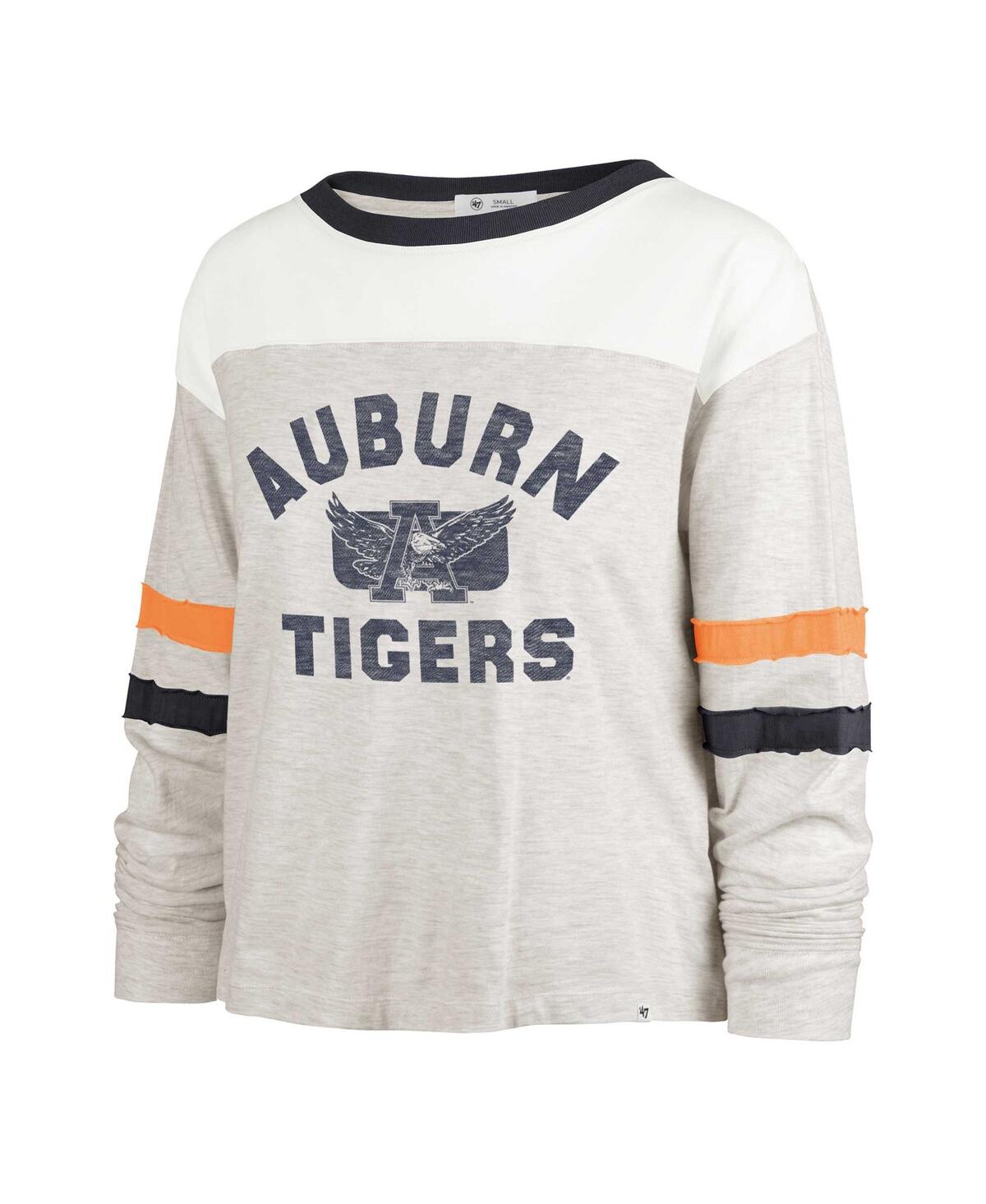 Shop 47 Brand Women's ' Oatmeal Distressed Auburn Tigers Vault All Class Lena Long Sleeve T-shirt