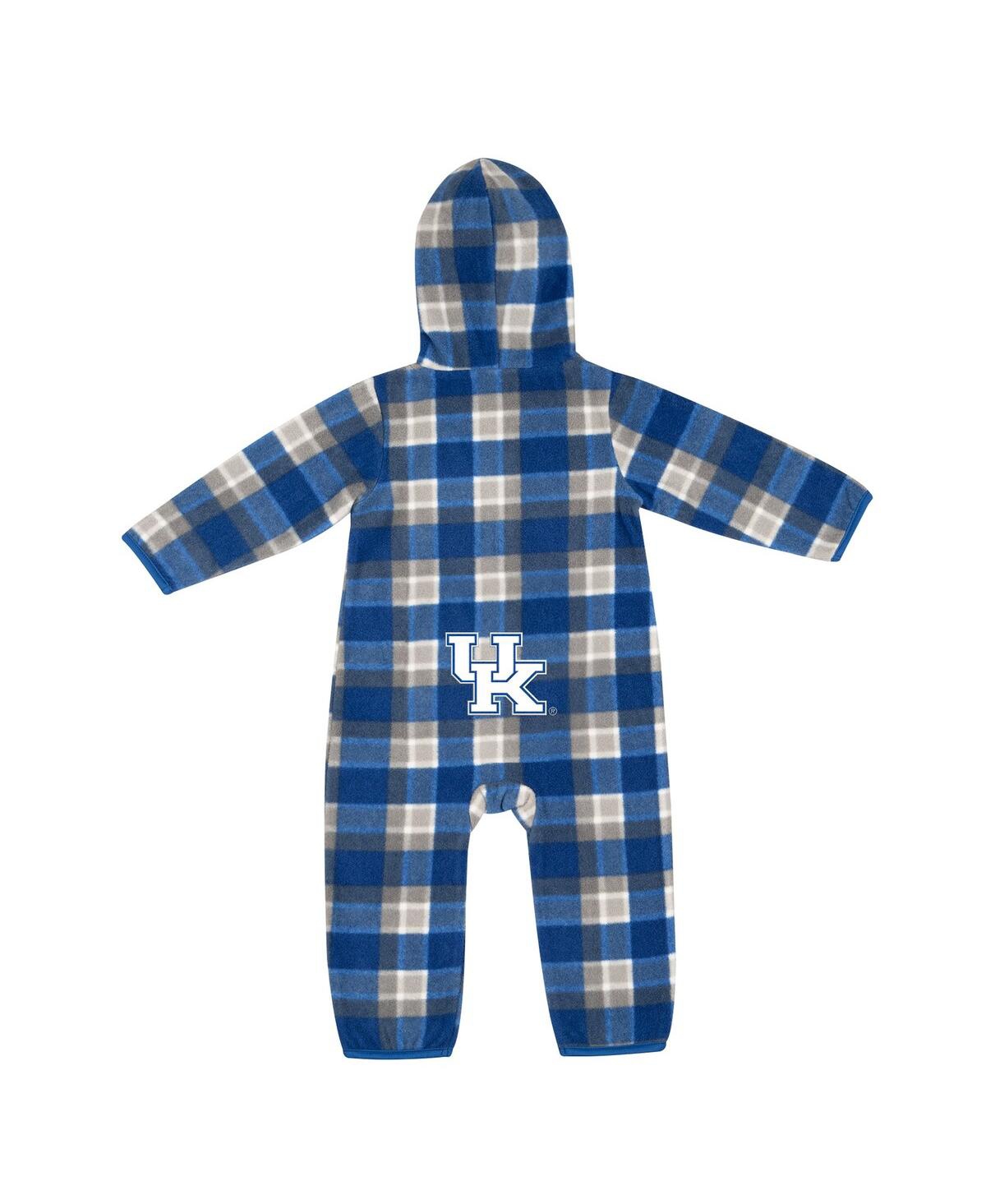 Shop Colosseum Infant Boys And Girls  Royal, Gray Kentucky Wildcats Farays Plaid Full-zip Hoodie Jumper In Royal,gray