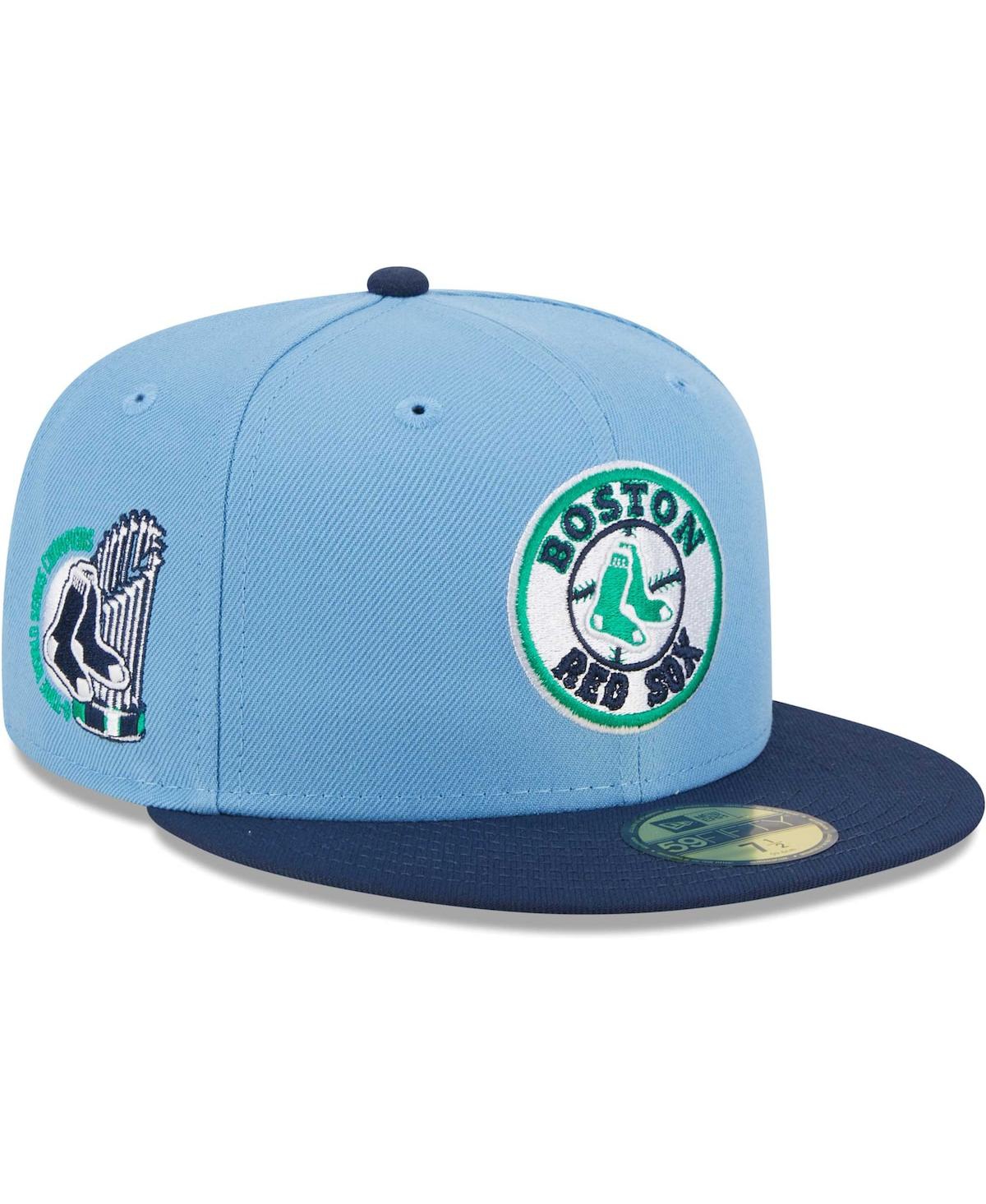 Shop New Era Men's  Light Blue, Navy Boston Red Sox Green Undervisor 59fifty Fitted Hat In Light Blue,navy