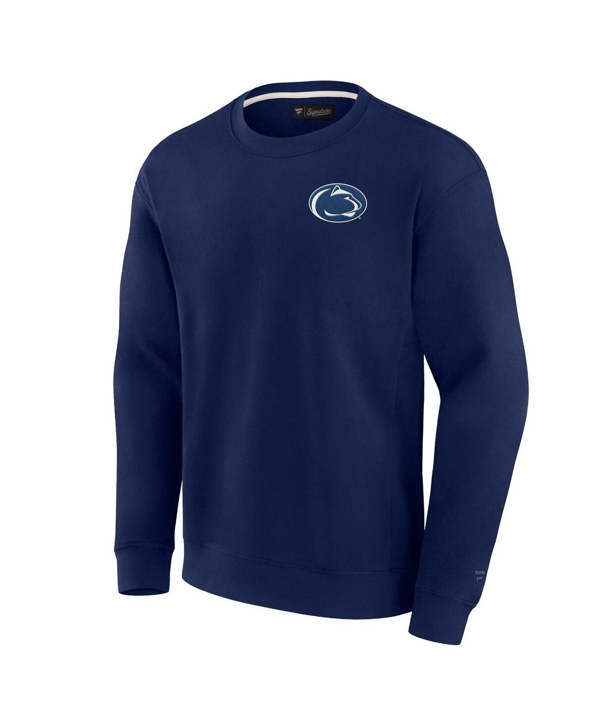 Shop Fanatics Signature Men's And Women's  Navy Penn State Nittany Lions Super Soft Pullover Crew Sweatshi