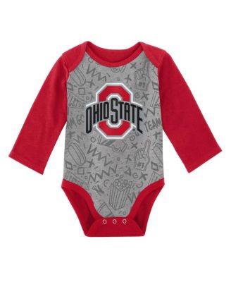 Newborn and Infant Boys and Girls White, Gray Ohio State Buckeyes 2-Pack Play Time Long Sleeve Bodysuit Set