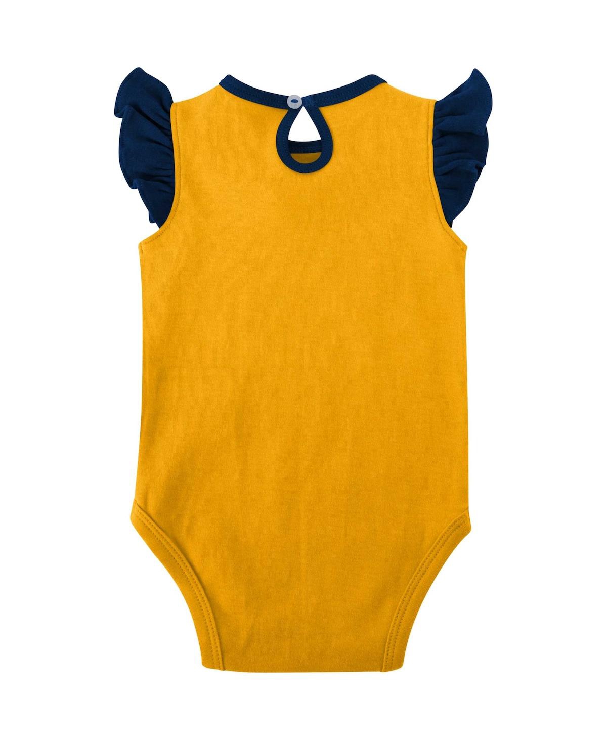 Shop Outerstuff Girls Newborn And Infant Navy, Gold West Virginia Mountaineers Spread The Love 2-pack Bodysuit Set In Navy,gold