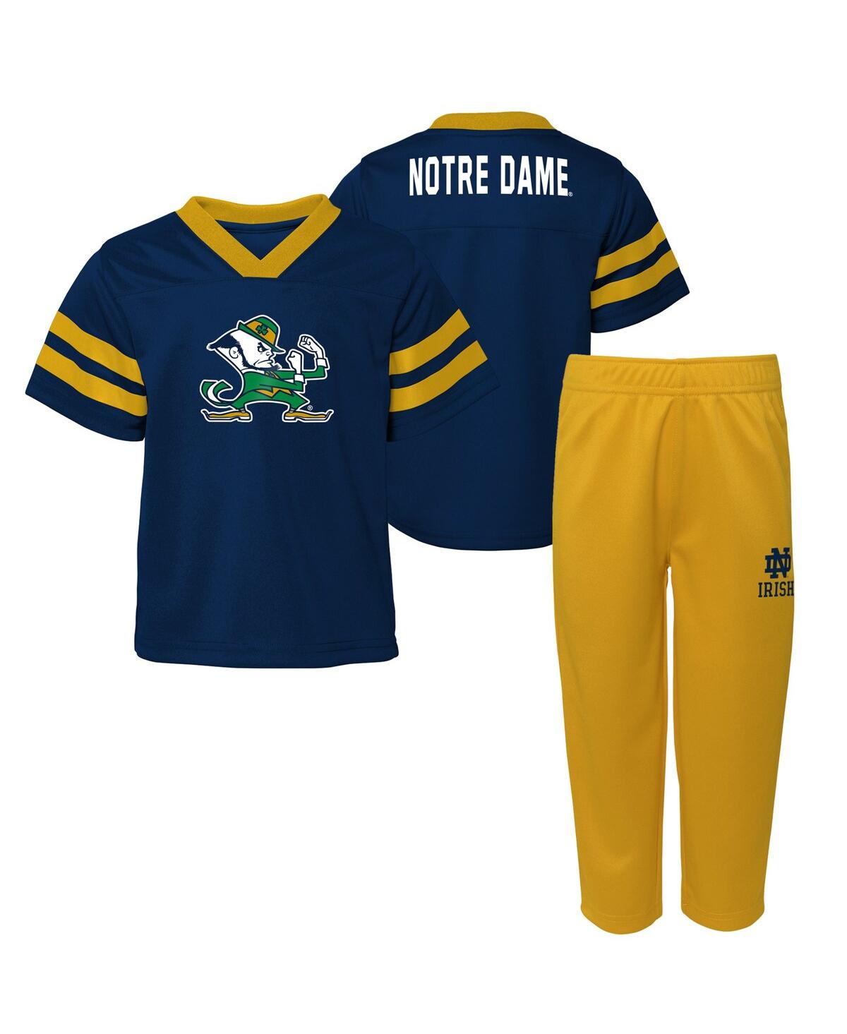 Outerstuff Babies' Toddler Boys And Girls Navy Notre Dame Fighting Irish Two-piece Red Zone Jersey And Pants Set