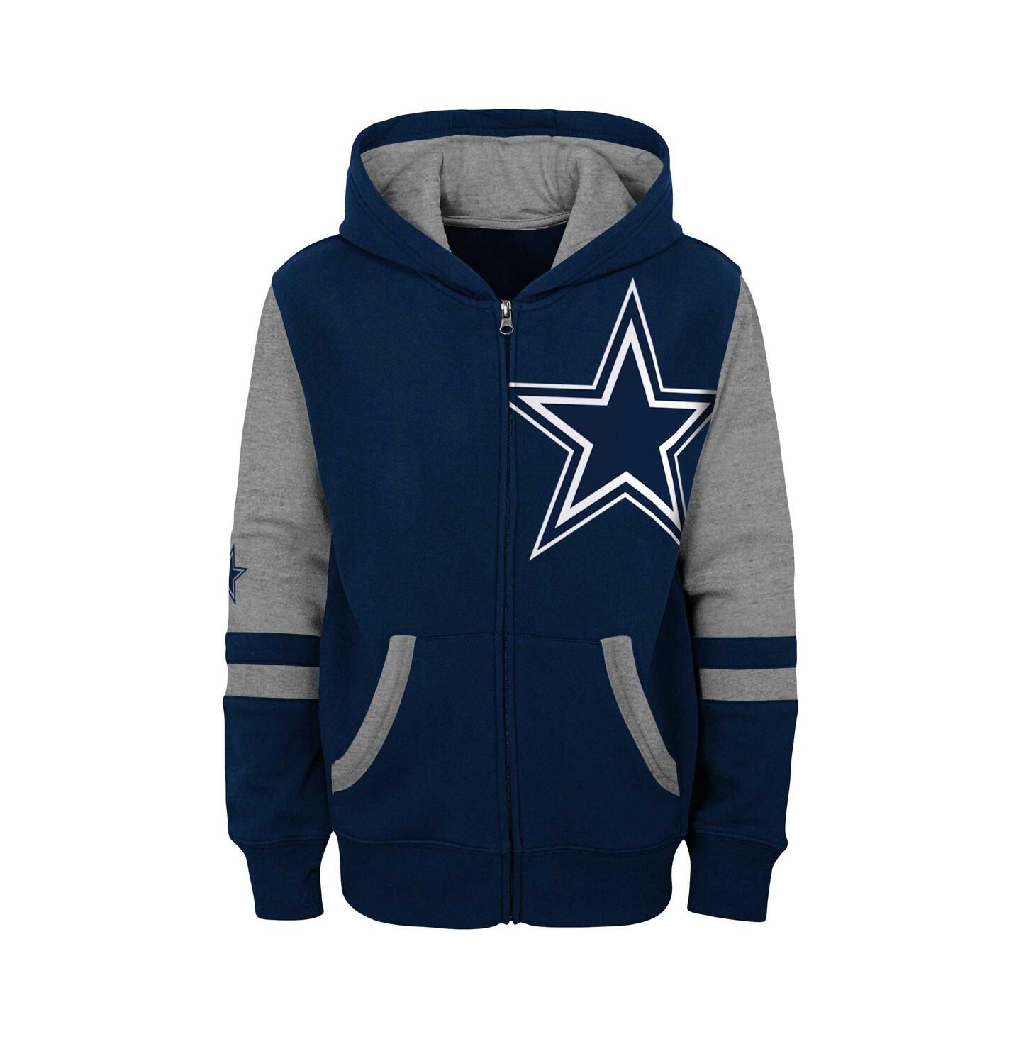 Худи Outerstuff Navy Dallas Cowboys Colorblock Full-Zip для мальчиков — фото 3