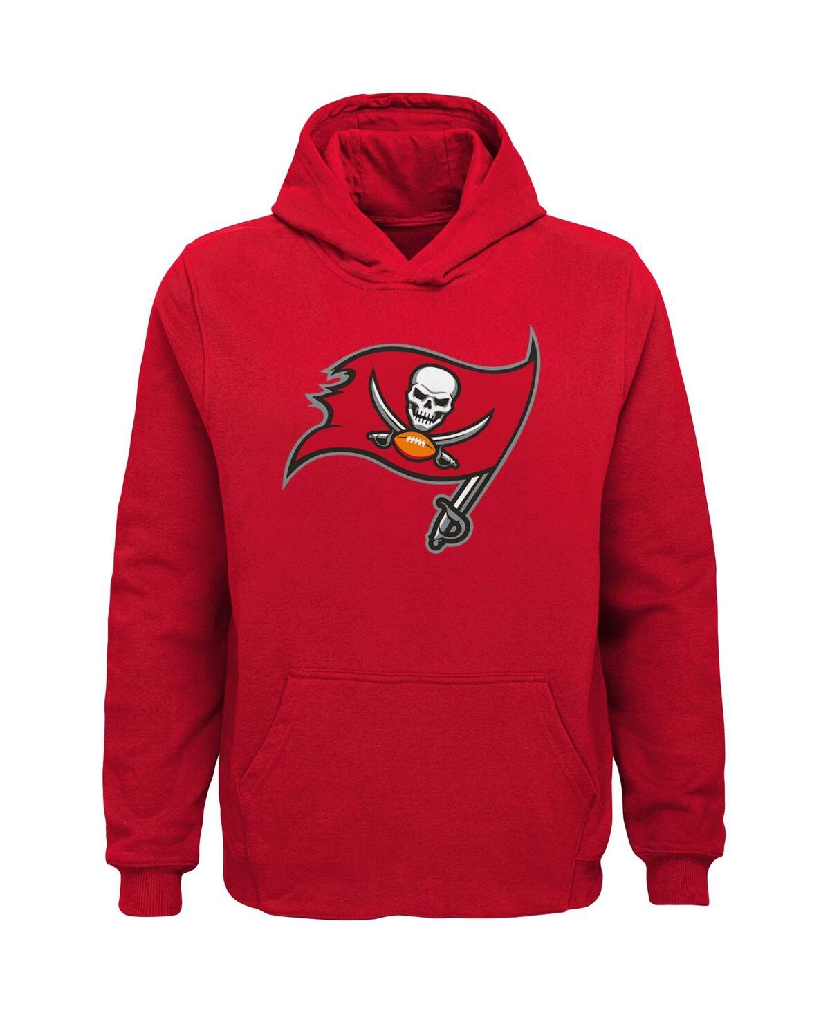Outerstuff Big Boys Red Tampa Bay Buccaneers Team Logo Pullover Hoodie In Red