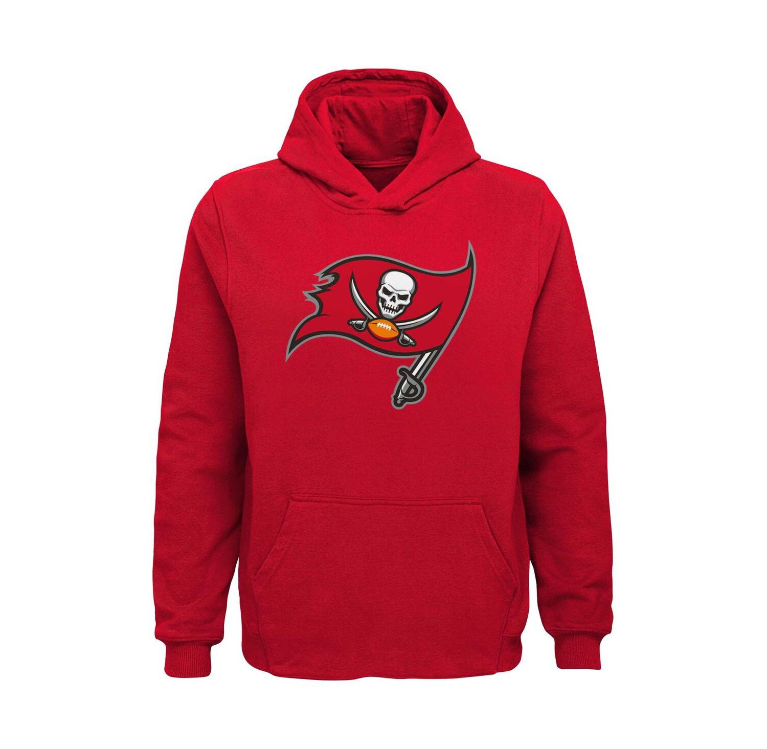 Big Boys Red Tampa Bay Buccaneers Team Logo Pullover Hoodie