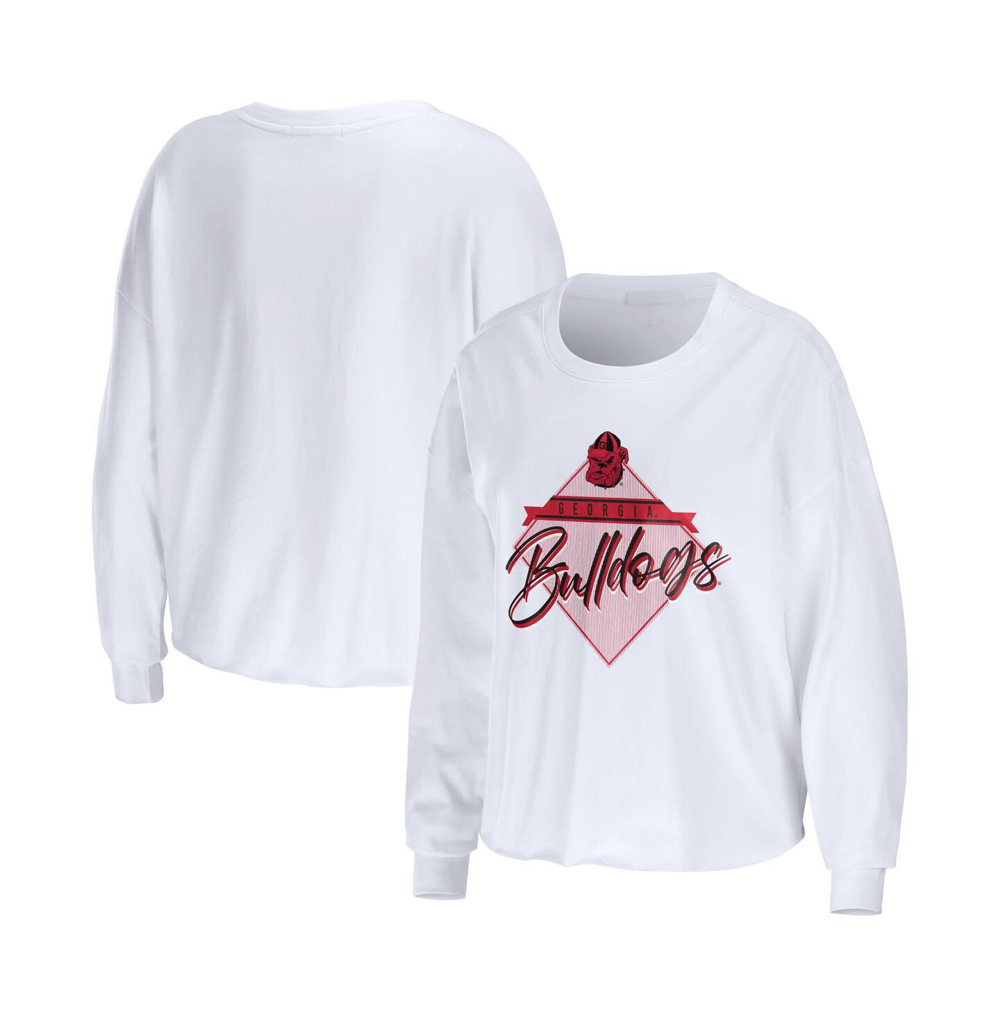 Женская футболка WEAR by Erin Andrews White Georgia Bulldogs Diamond Long Sleeve Cropped — фото 1
