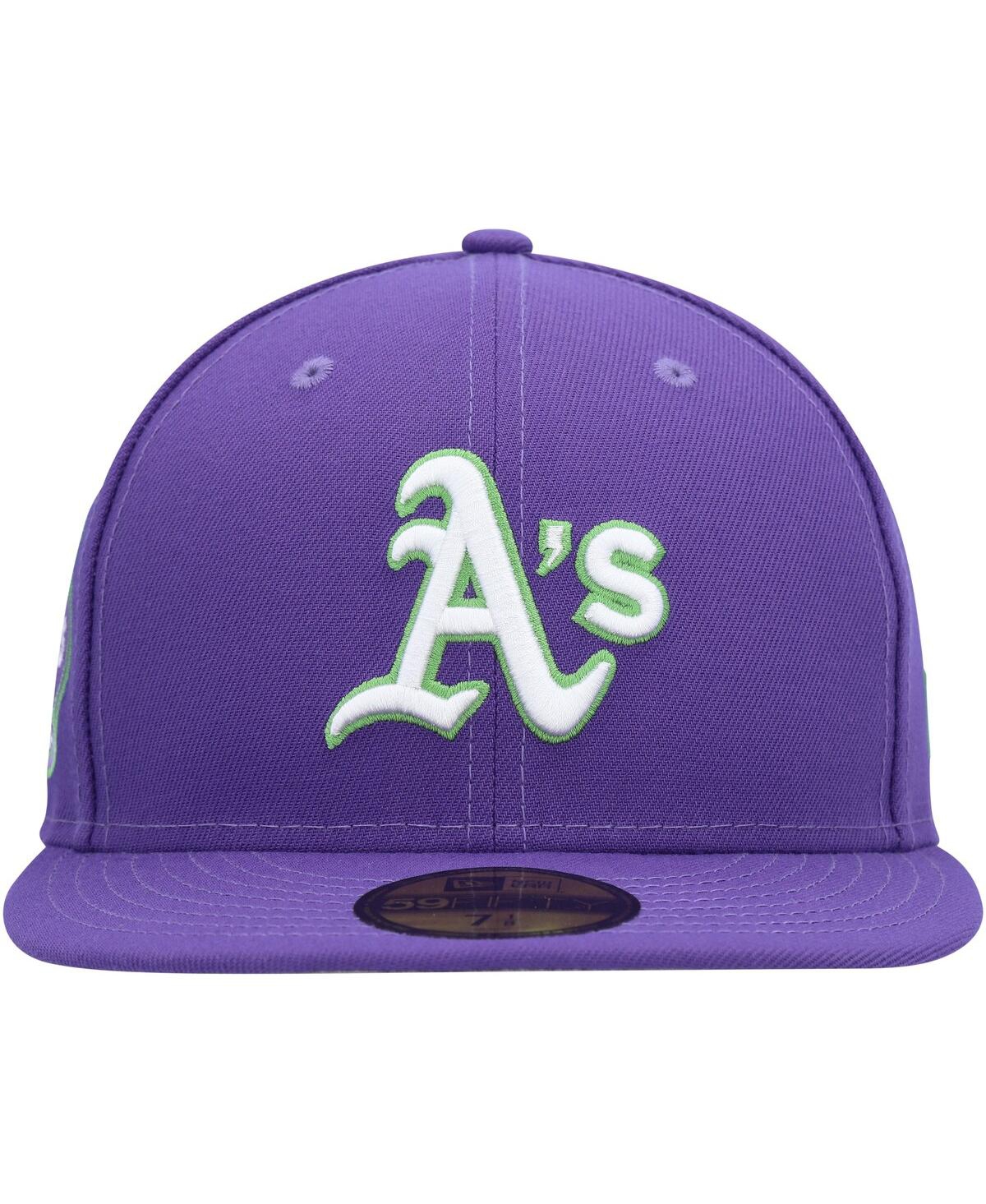 Shop New Era Men's  Purple Oakland Athletics Lime Side Patch 59fifty Fitted Hat