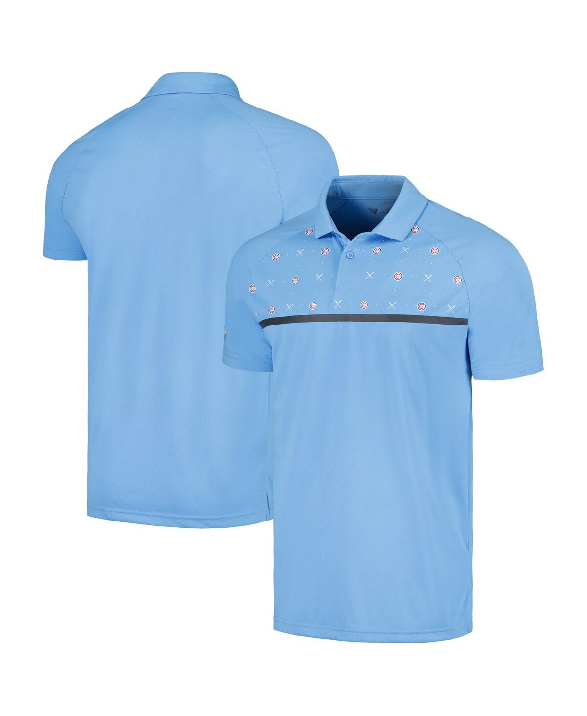 Shop Levelwear Men's  Light Blue Chicago Cubs Sector Batter Up Raglan Polo Shirt