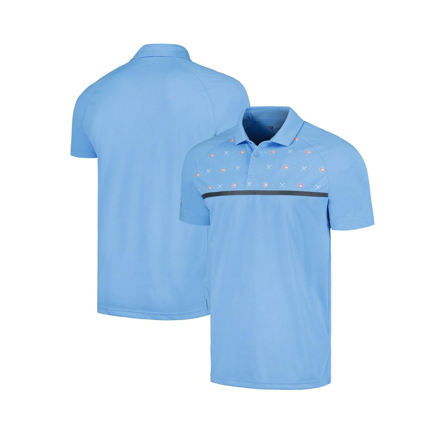 Men's Light Blue Chicago Cubs Sector Batter Up Raglan Polo Shirt