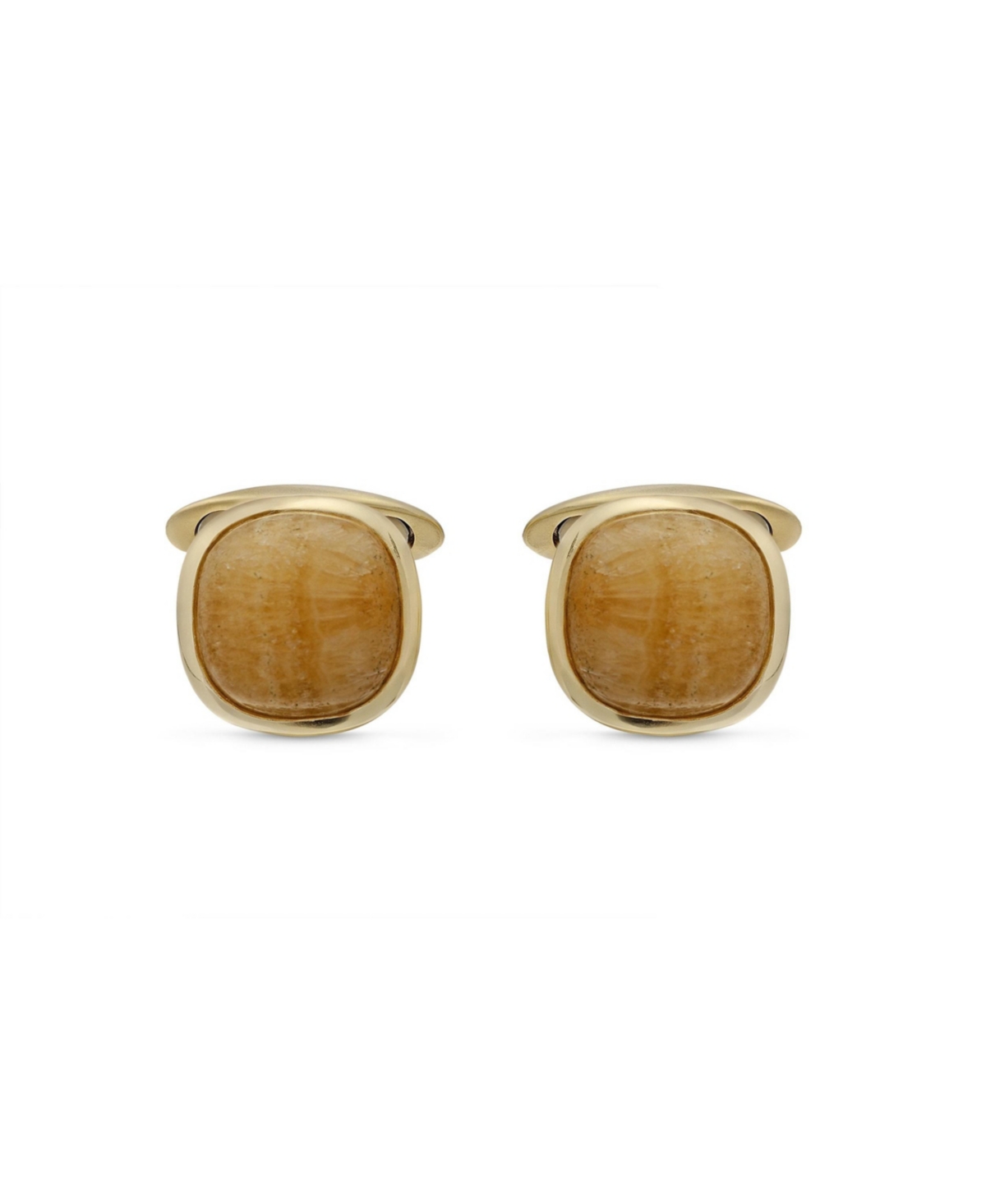Yellow Lace Agate Gemstone Yellow Gold Plated Sterling Silver Men Cufflinks - Yellow