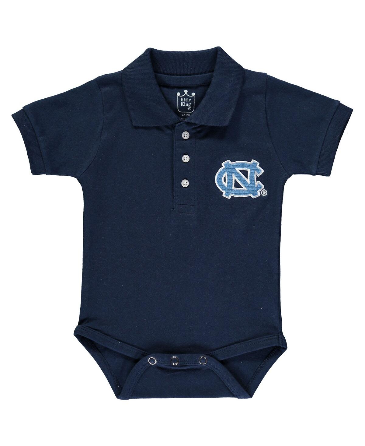 Little King Apparel Babies' Infant Boys And Girls Navy North Carolina Tar Heels Polo Bodysuit