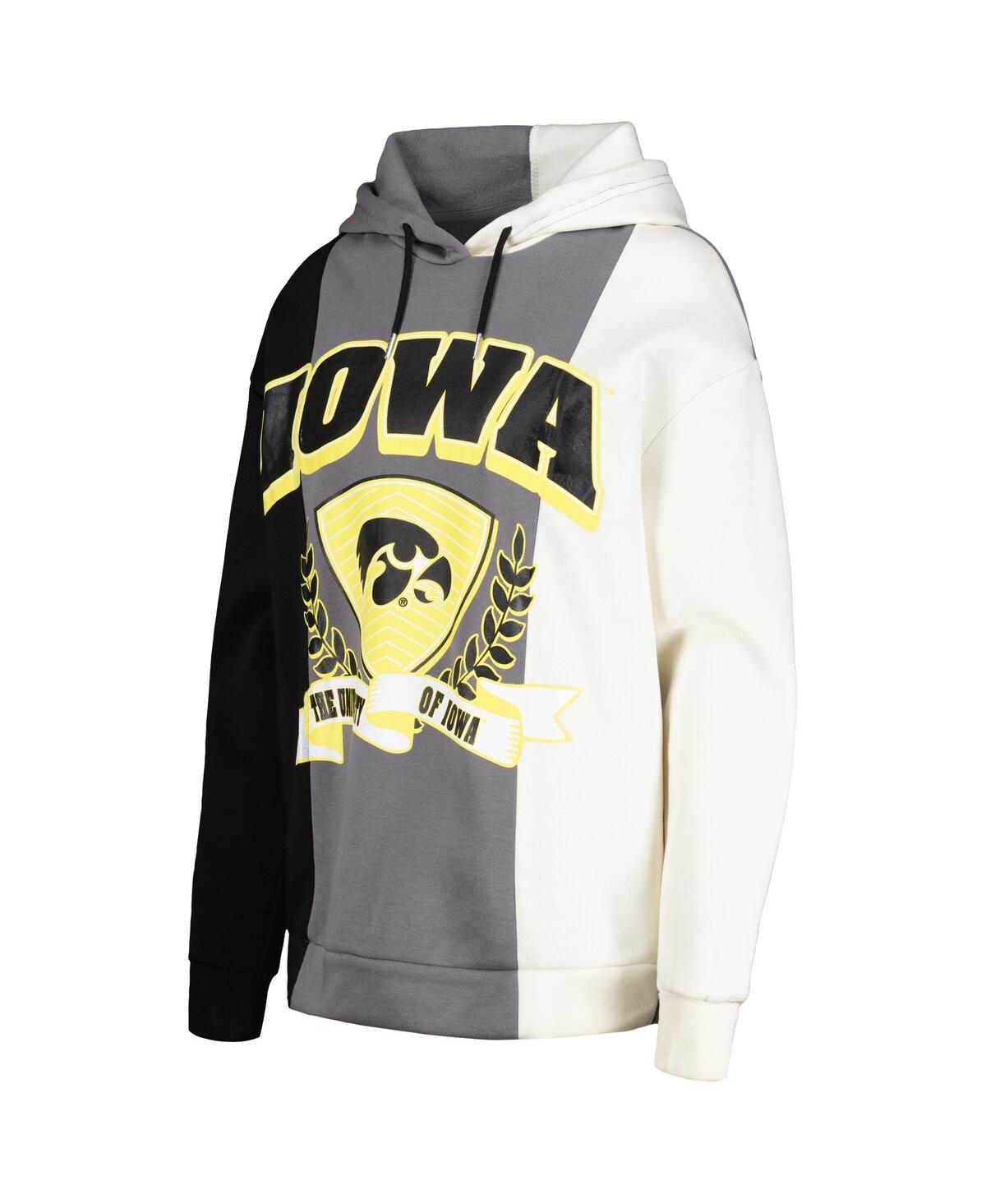 Shop Gameday Couture Women's  Black Iowa Hawkeyes Hall Of Fame Colorblock Pullover Hoodie
