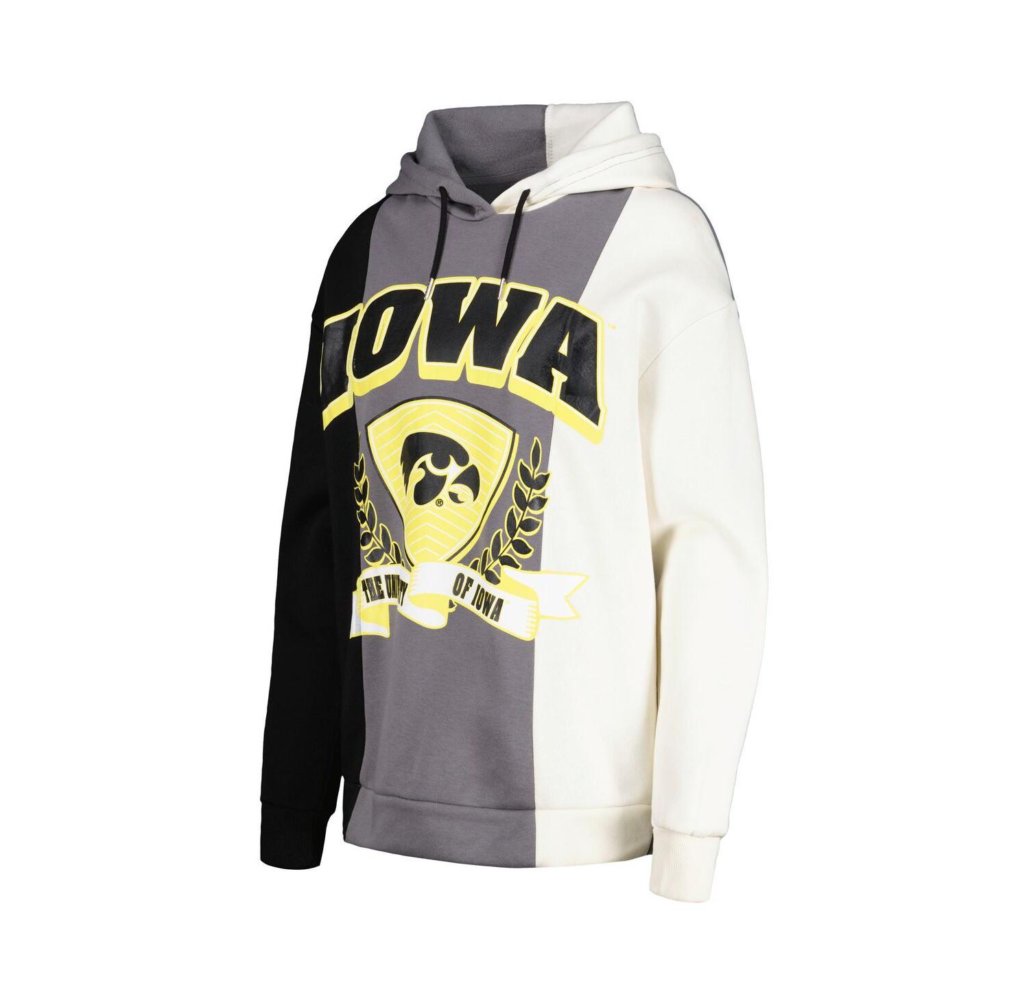 Women's Black Iowa Hawkeyes Hall of Fame Colorblock Pullover Hoodie