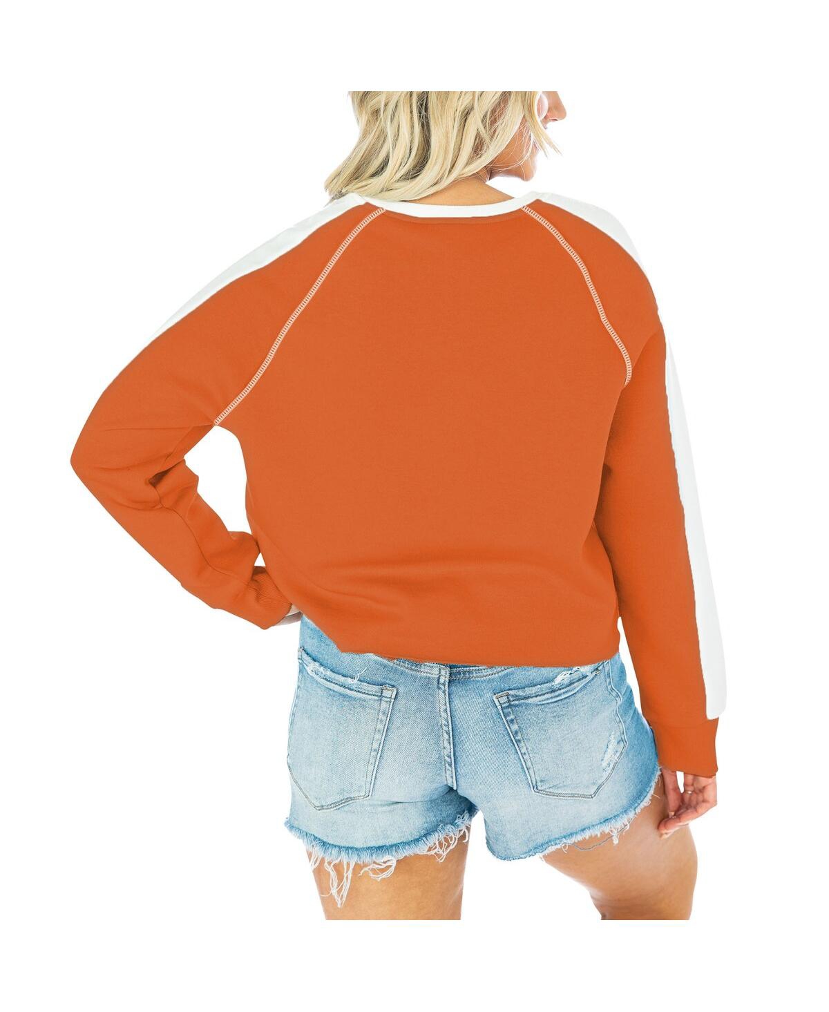 Shop Gameday Couture Women's  Texas Orange Texas Longhorns Blindside Raglanâ Cropped Pullover Sweatshirt
