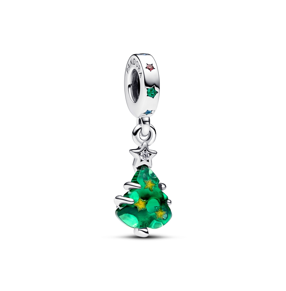 Cubic Zirconia Sparkling Christmas Tree Dangle Charm - Multicolor