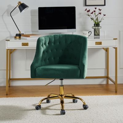  Standard   Velvet, Gold Metal   Stylish, Compact Desk Chair