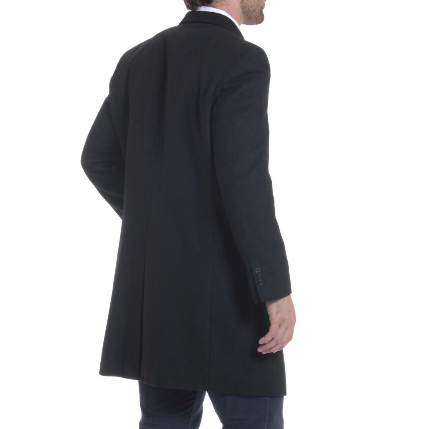 Men's Luke Wool Tailored 37" Walker Jacket Top Coat Car Coat Overcoat
