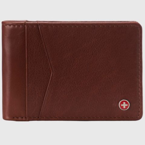 Женские кошельки Alpine Swiss Slimfold Wallet RFID Safe Bifold Genuine Leather ID Window