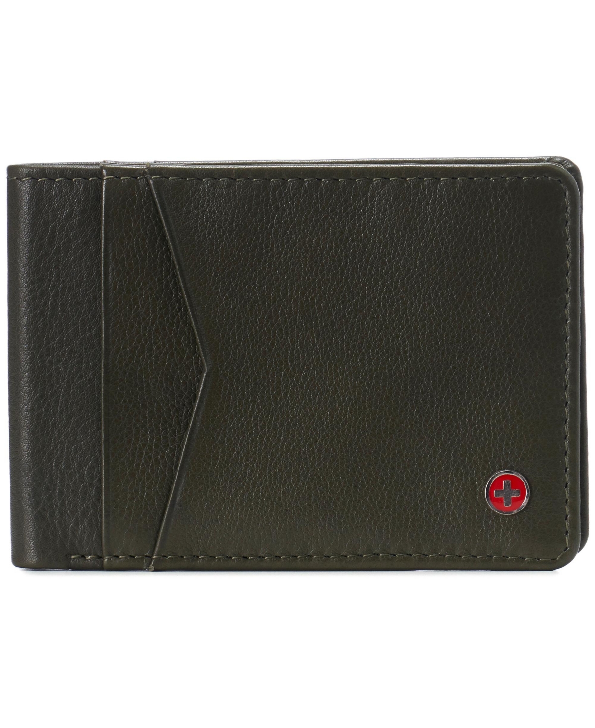 Mens Slimfold Wallet Rfid Safe Bifold Genuine Leather Id Window - Olive