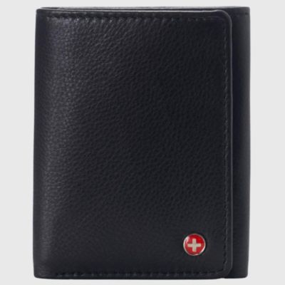 Mens Leon Trifold Wallet RFID Safe Bifold Genuine Leather ID Window
