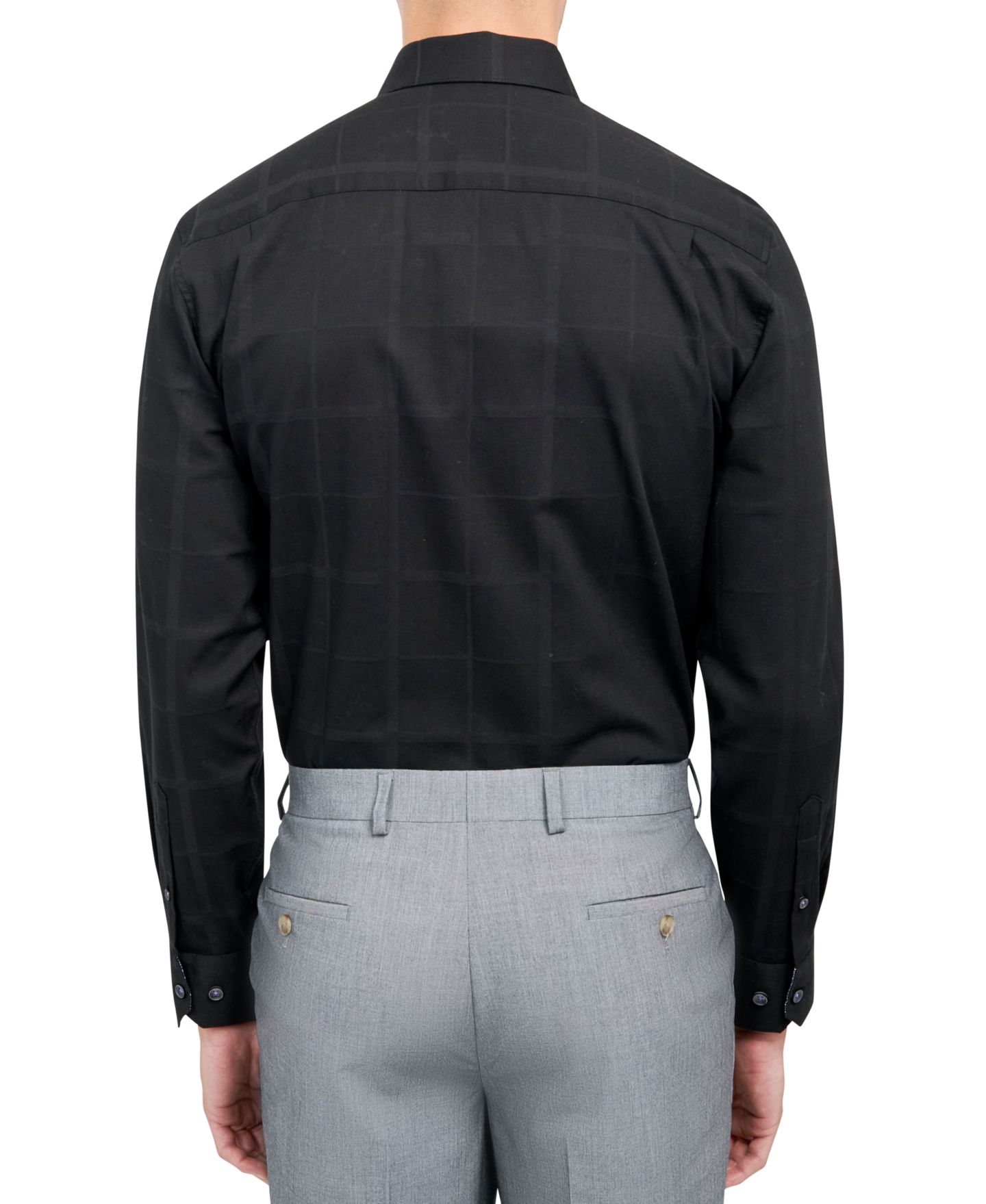 Мужская рубашка MICHELSONS OF LONDON Regular-Fit Check Dress Shirt, цвет: Чёрный — фото 2